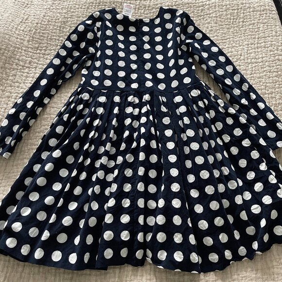 Jacadi - Girl Navy and White Velvet Polka Dot Dress 10-12 Years - Picture 1 of 5